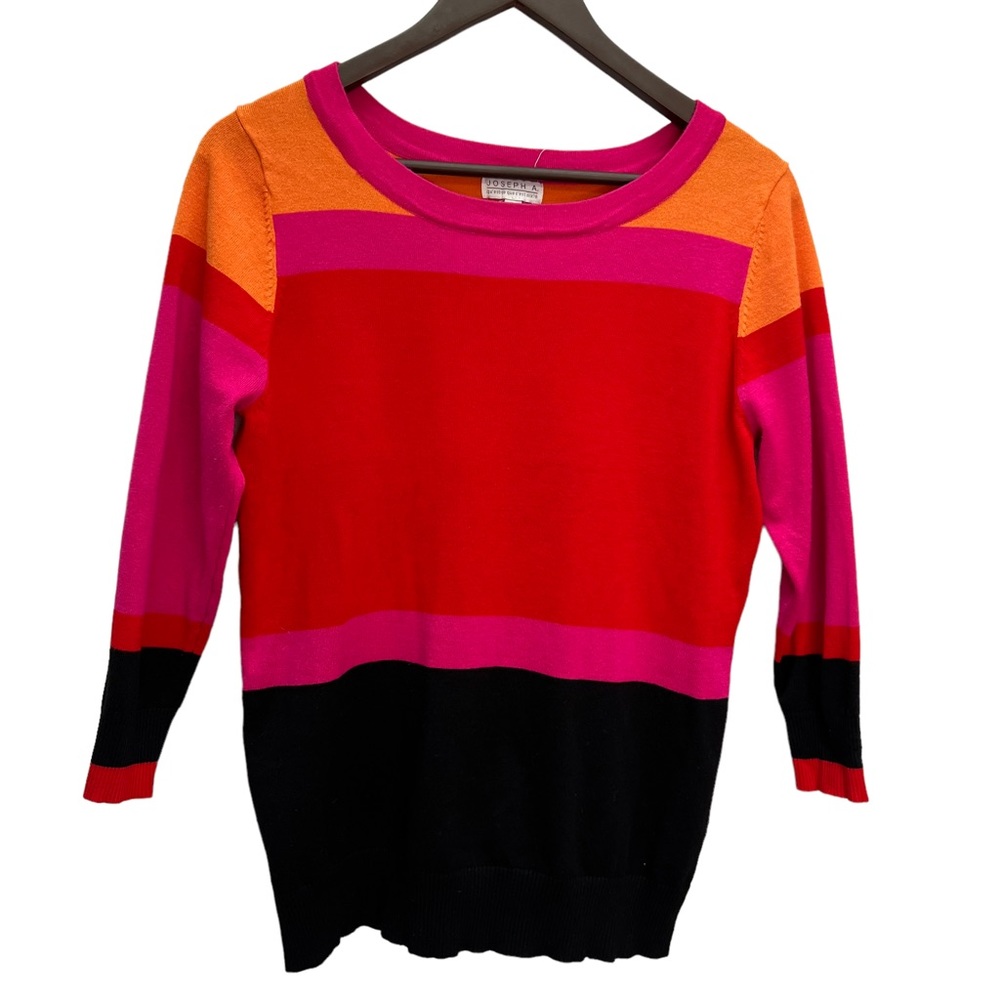 Joseph A. Colour Block Scoop Neck Sweater Size M